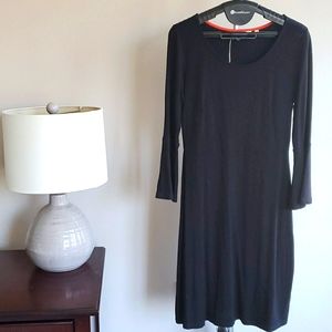 Boden Black Knit Dress with Flared Sleeves